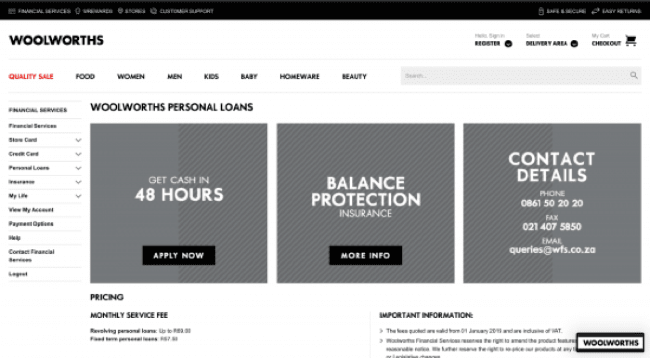 Woolworths screenshot